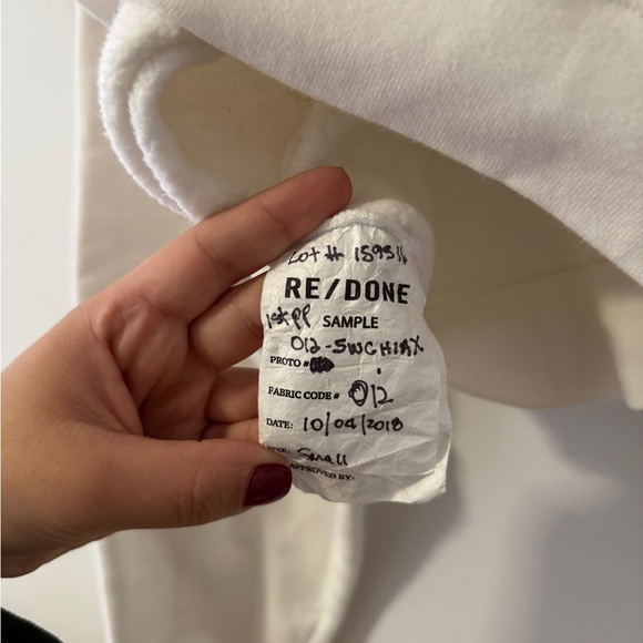 Re/Done White Cropped Oversized Hoodie - Picture 4 of 4